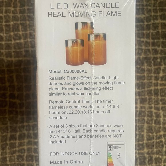 BNIB LED Wax Candle Set with Real-Flame Effect - 3 Pillar Sizes, 3x4, 3x5, 3x6 - Picture 4 of 4
